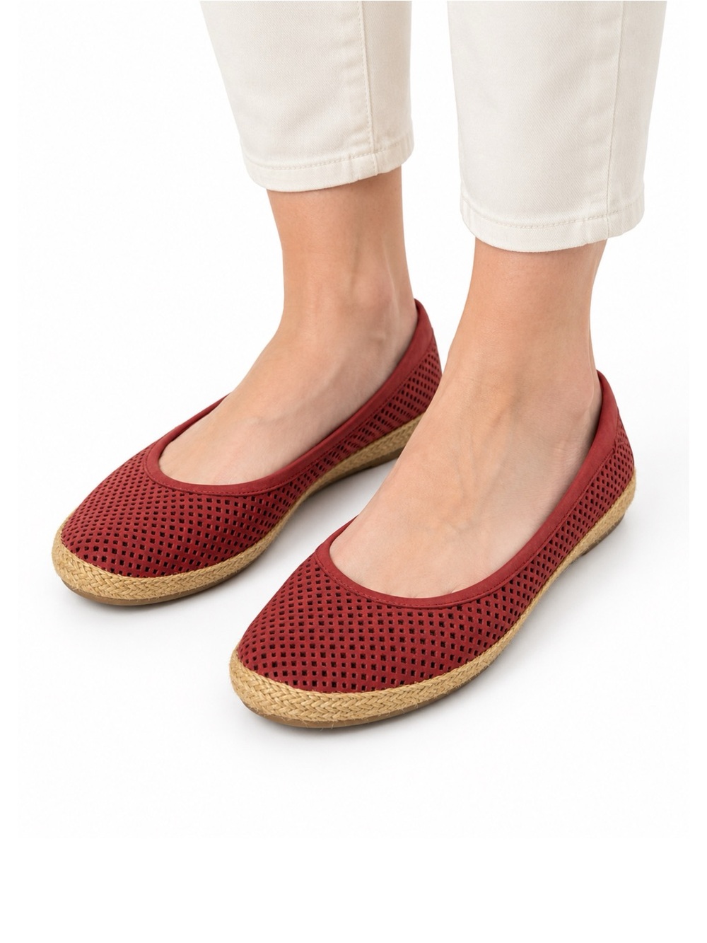 Size 10W Clarks Women’s Cloudsteppers Nova Gem Red Espadrille Ballet Flats